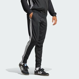 Adidas Men's Black Joggers with White Stripes